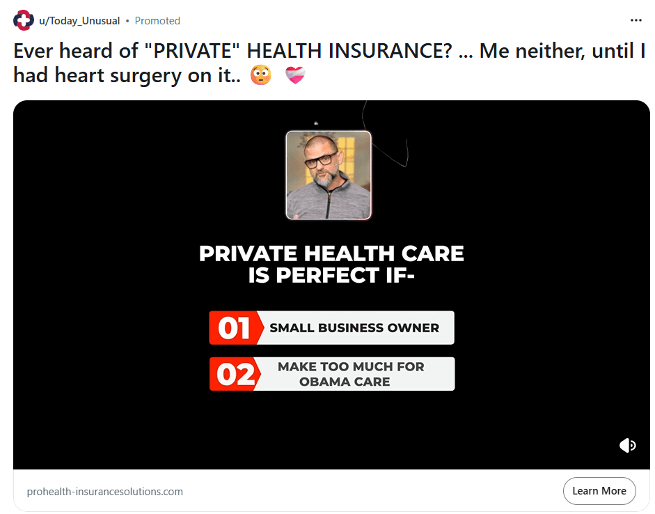 Reddit ad creative for insurance lead generation